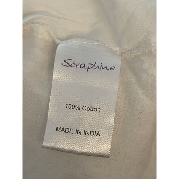 Seraphine Maternity Tube Halter Smocked Dress Size US 2 White Midi Tiered Cotton - Picture 8 of 9